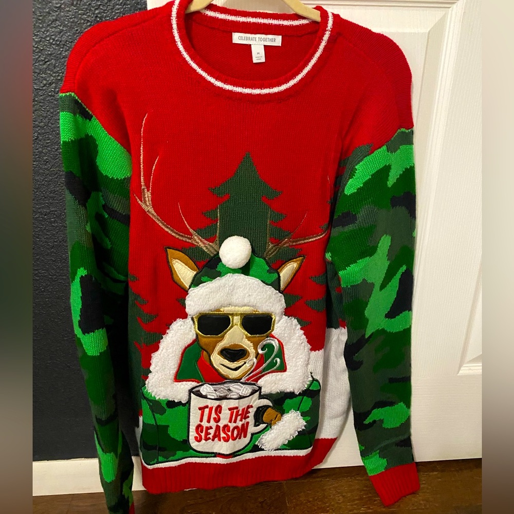 Celebrate together men’s Christmas sweater, size medium.